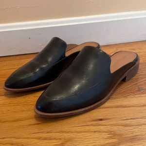 The Frances Loafer Mule in Leather - Black